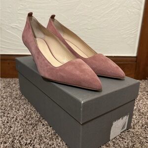 Everlane Editor Kitten Heels Pumps in Rosewood Sz 7 Pink Suede